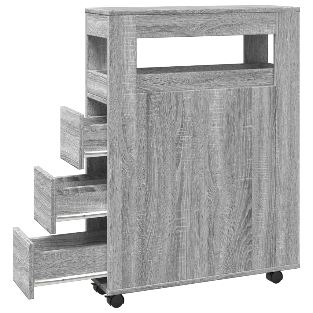 Mobile Grey Sonoma Narrow Bathroom Cabinet - Engineered Wood