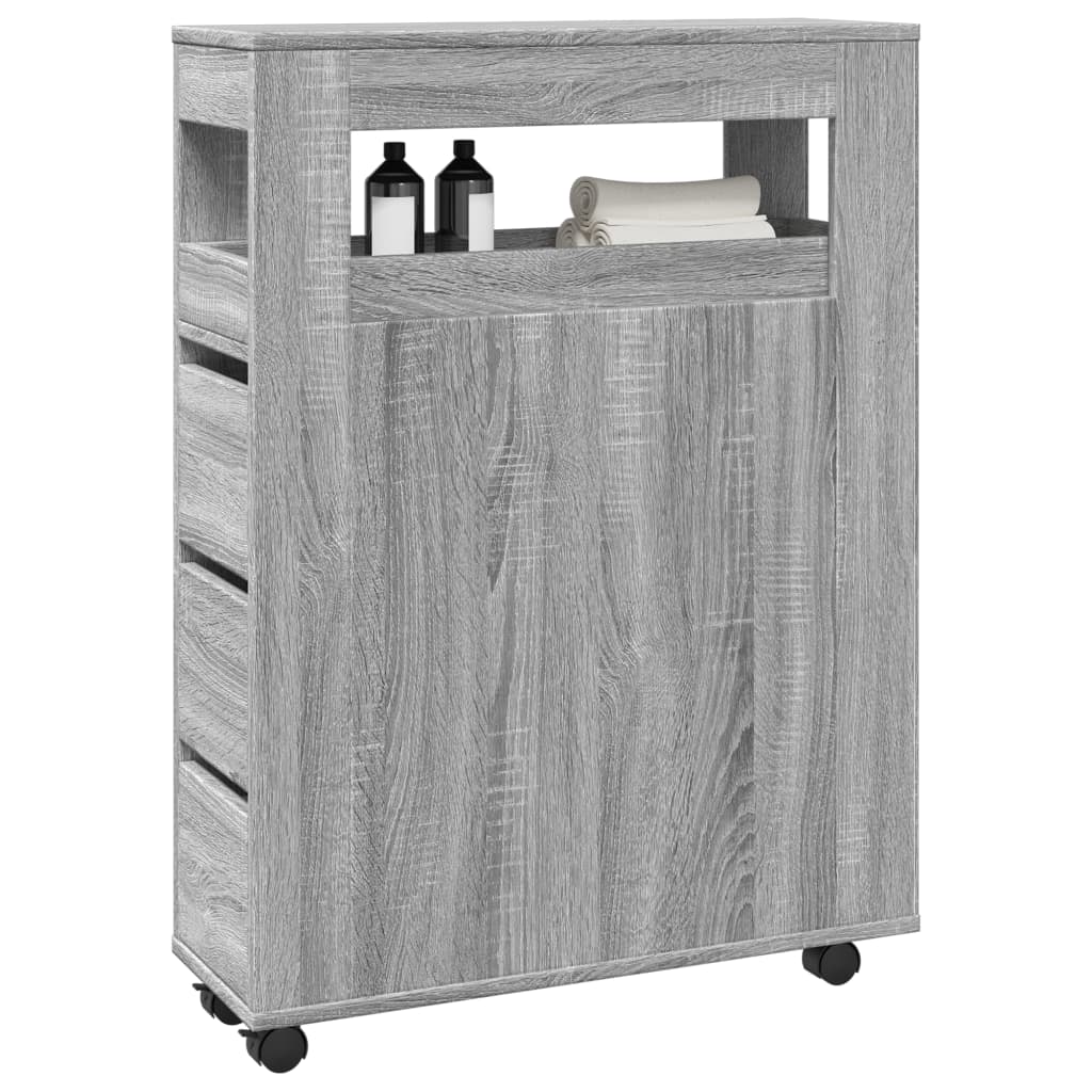 Mobile Grey Sonoma Narrow Bathroom Cabinet - Engineered Wood