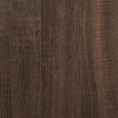 Compact Brown Oak Rolling Bathroom Cabinet - Engineered Wood