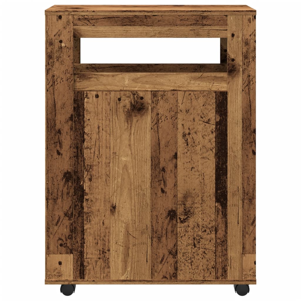 Rustic Narrow Bathroom Cabinet with Wheels, Old Engineered Wood