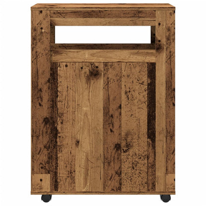 Rustic Narrow Bathroom Cabinet with Wheels, Old Engineered Wood