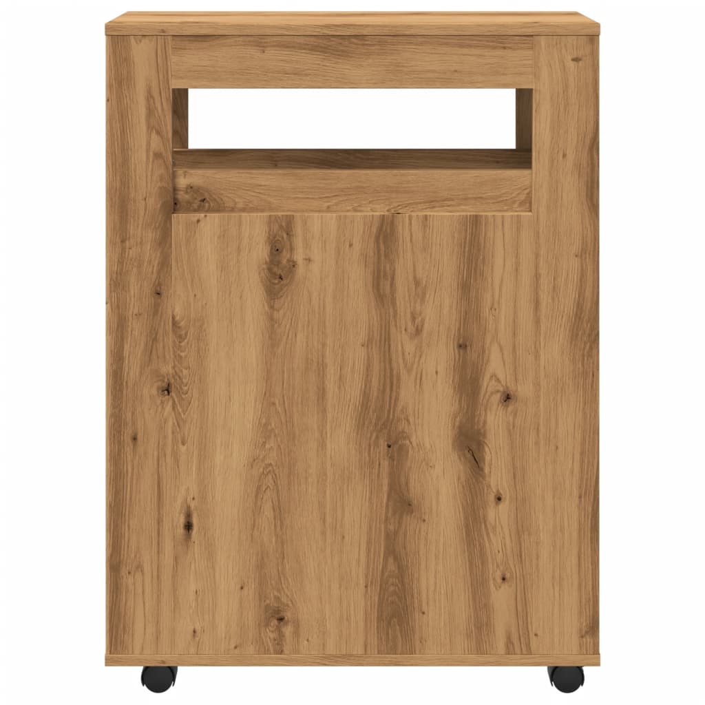 Rolling Narrow Bathroom Cabinet in Artisian Oak - Engineered Wood