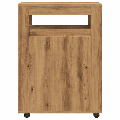 Rolling Narrow Bathroom Cabinet in Artisian Oak - Engineered Wood