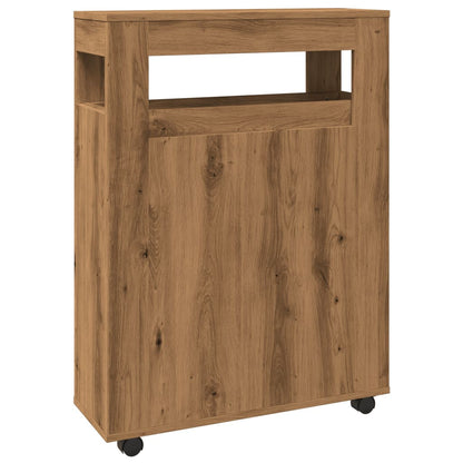 Rolling Narrow Bathroom Cabinet in Artisian Oak - Engineered Wood