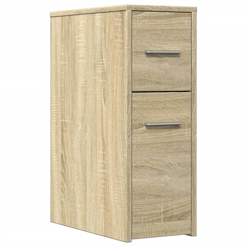 Mobile Sonoma Oak Bathroom Cupboard - Engineered Wood Storage