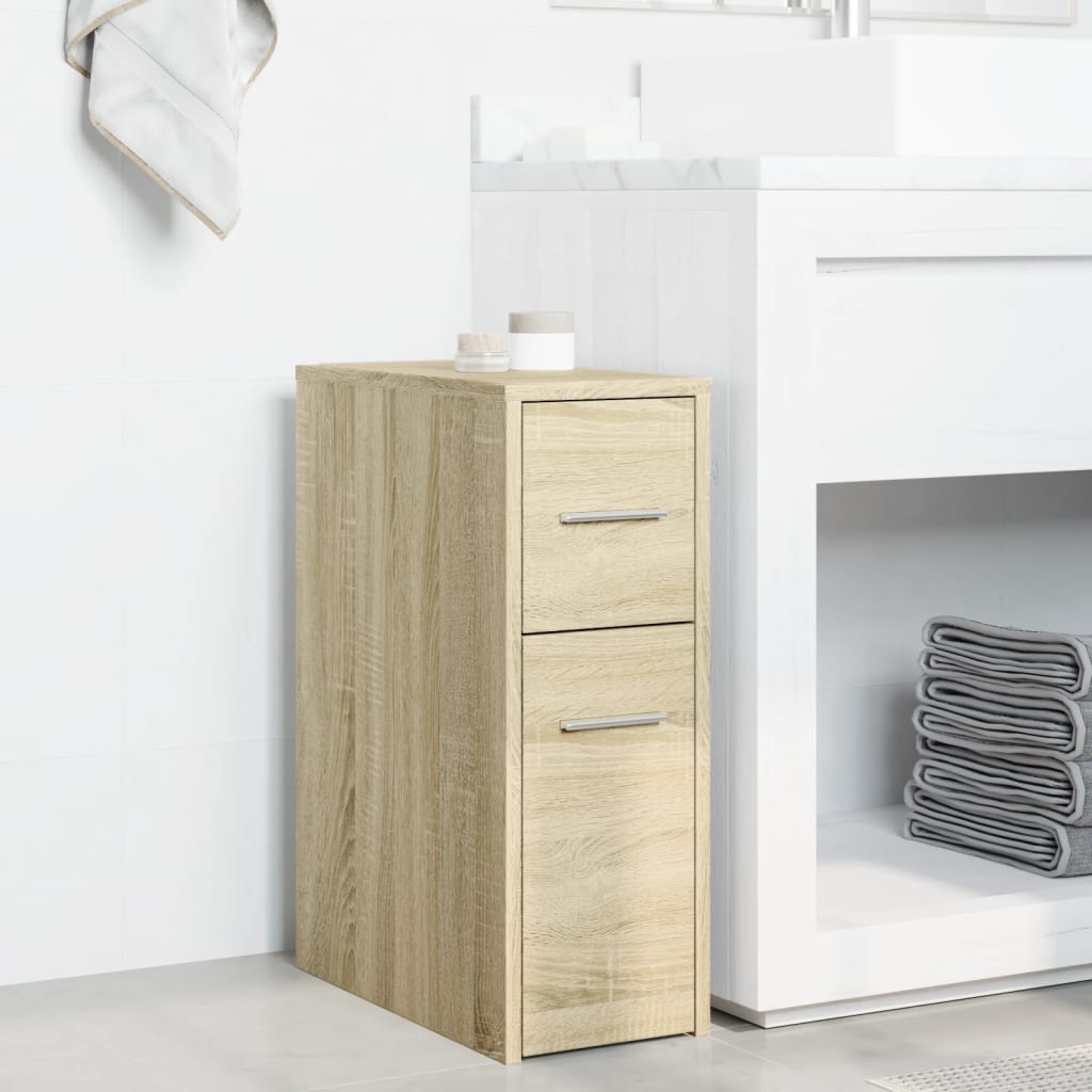 Mobile Sonoma Oak Bathroom Cupboard - Engineered Wood Storage