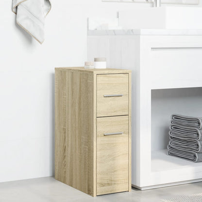 Mobile Sonoma Oak Bathroom Cupboard - Engineered Wood Storage