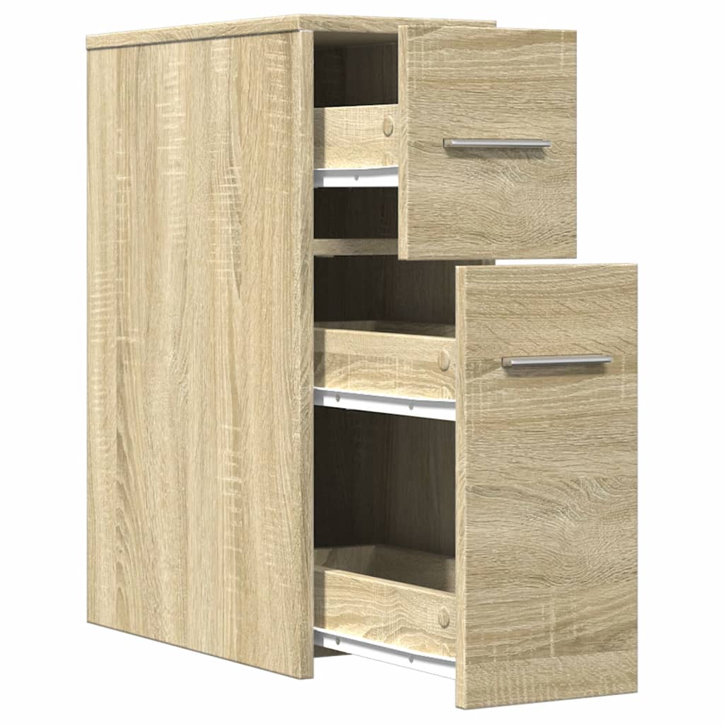 Mobile Sonoma Oak Bathroom Cupboard - Engineered Wood Storage