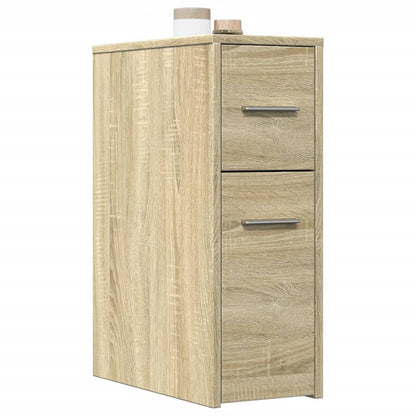 Mobile Sonoma Oak Bathroom Cupboard - Engineered Wood Storage