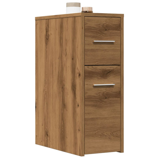 Mobile Narrow Bathroom Cupboard in Artisan Oak - Engineered Wood