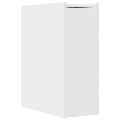 Compact White Engineered Wood Bathroom Cupboard on Wheels
