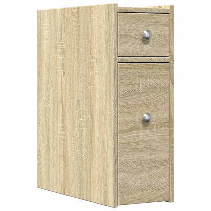 Mobile Sonoma Oak Narrow Bathroom Cupboard - Engineered Wood