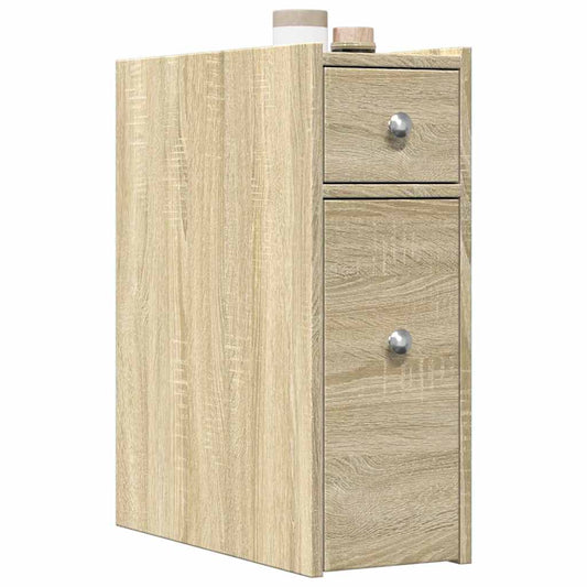 Mobile Sonoma Oak Narrow Bathroom Cupboard - Engineered Wood