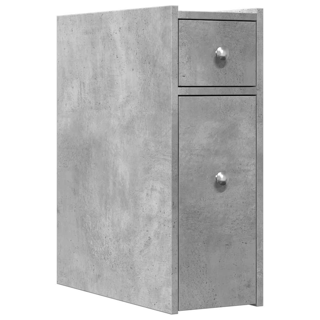 Rolling Concrete Grey Bathroom Cupboard - Engineered Wood Storage