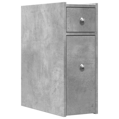 Rolling Concrete Grey Bathroom Cupboard - Engineered Wood Storage