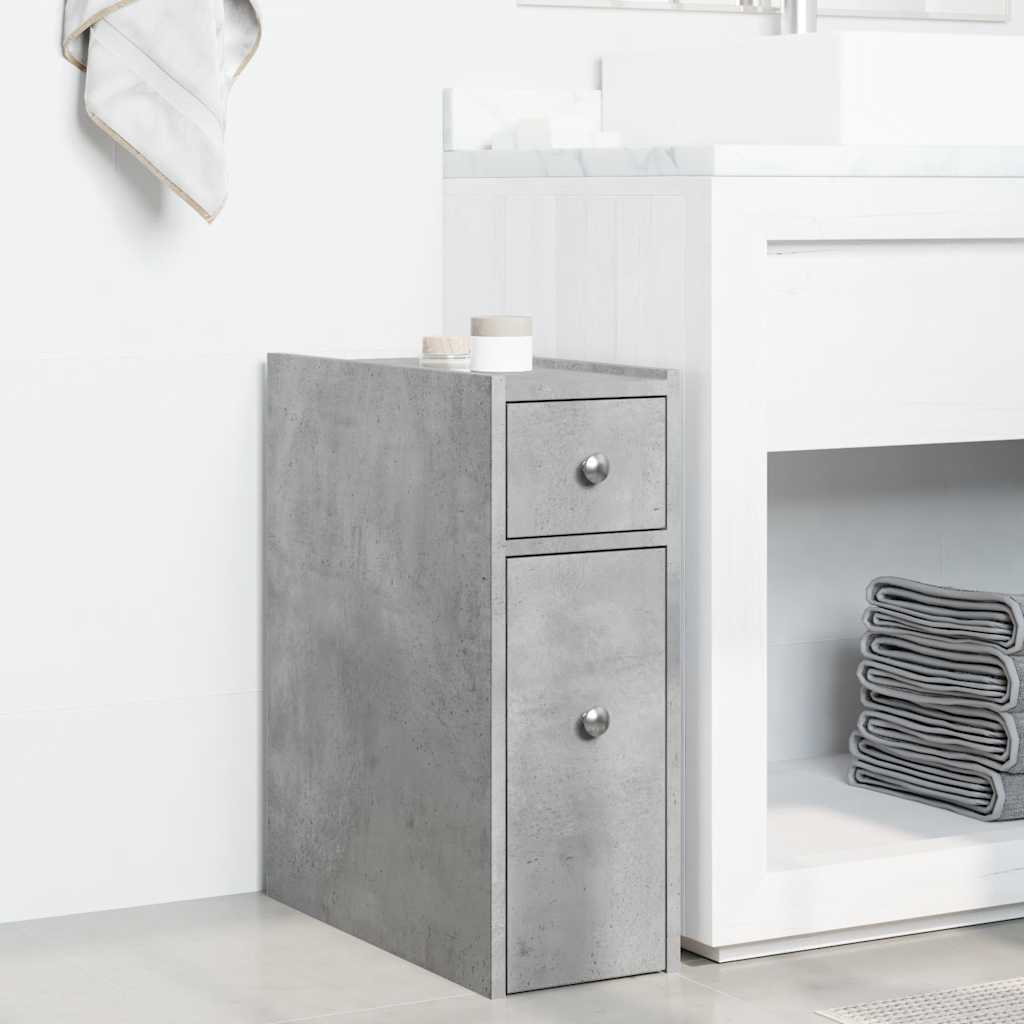 Rolling Concrete Grey Bathroom Cupboard - Engineered Wood Storage