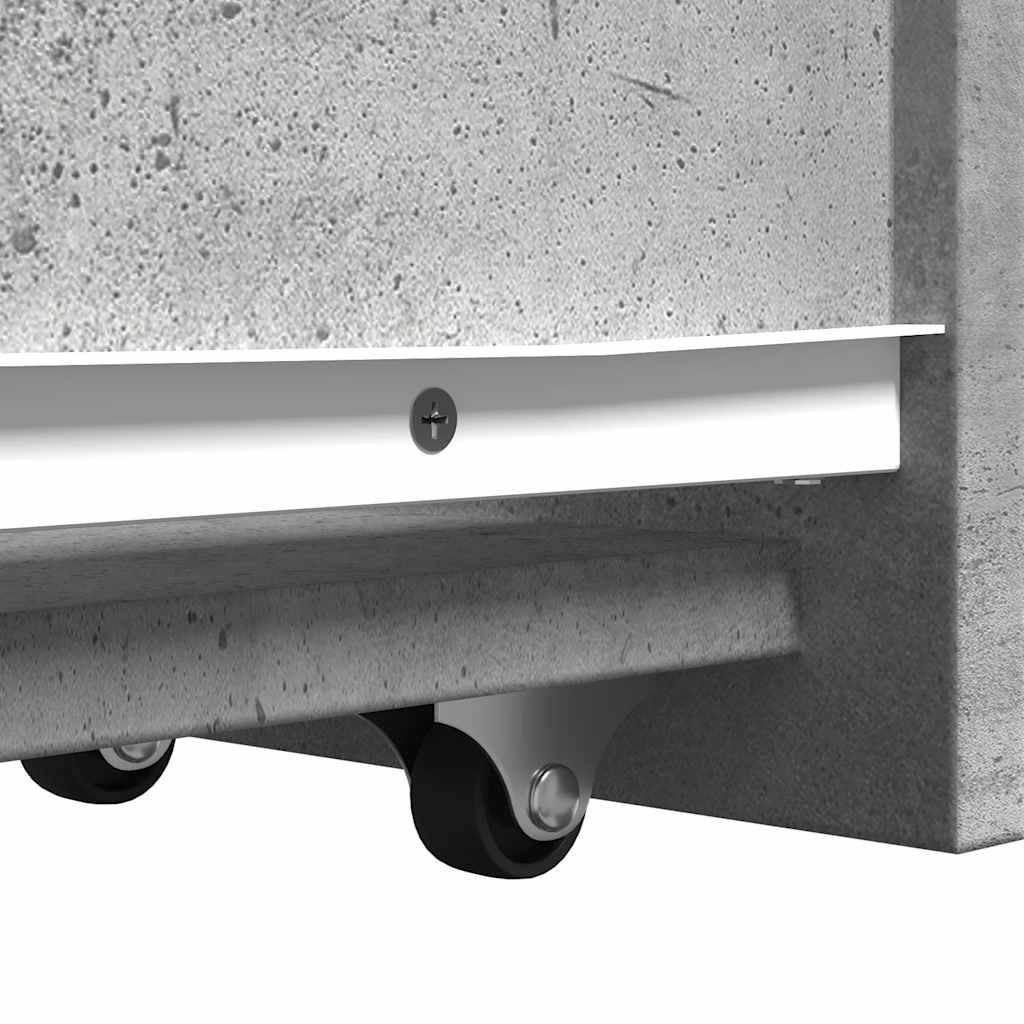 Rolling Concrete Grey Bathroom Cupboard - Engineered Wood Storage