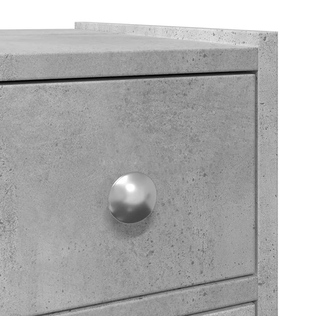 Rolling Concrete Grey Bathroom Cupboard - Engineered Wood Storage
