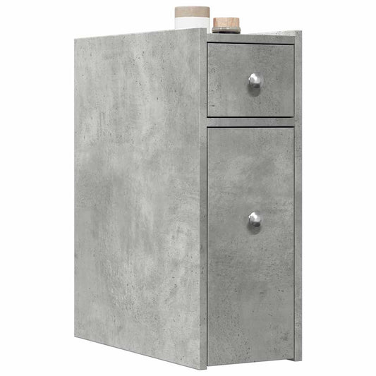 Rolling Concrete Grey Bathroom Cupboard - Engineered Wood Storage