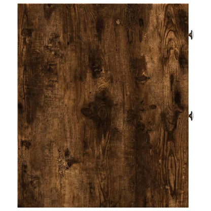 Mobile Narrow Bathroom Cupboard, Smoked Oak Wood Finish