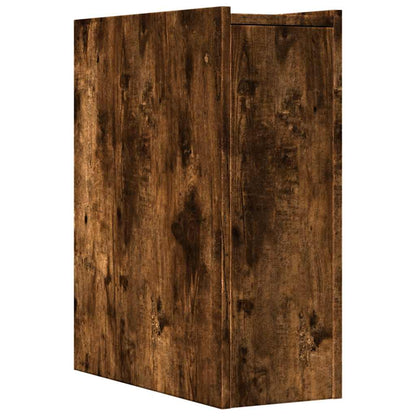 Mobile Narrow Bathroom Cupboard, Smoked Oak Wood Finish