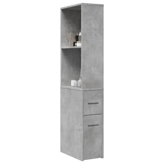 Concrete Grey Mobile Bathroom Cupboard, Engineered Wood