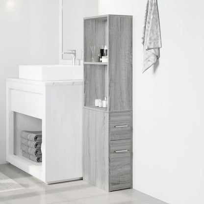 Space-Saving Grey Sonoma Bathroom Cupboard with Wheels