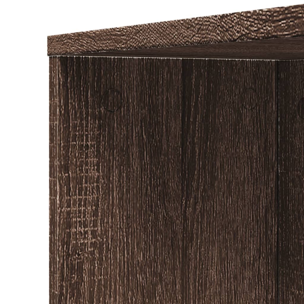 Brown Oak Narrow Bathroom Cupboard with Wheels - Engineered Wood