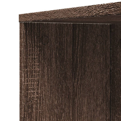 Brown Oak Narrow Bathroom Cupboard with Wheels - Engineered Wood