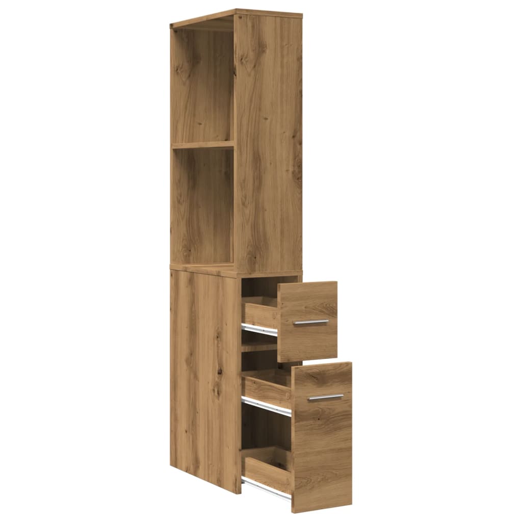 Mobile Bathroom Cupboard in Artisan Oak - Engineered Wood Finish