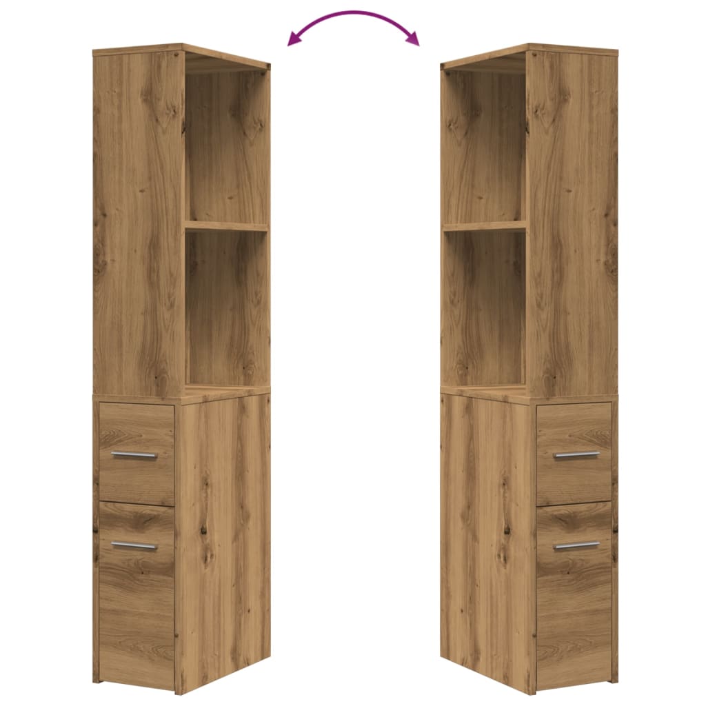 Mobile Bathroom Cupboard in Artisan Oak - Engineered Wood Finish