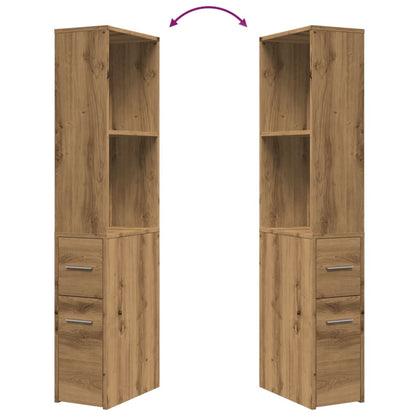Mobile Bathroom Cupboard in Artisan Oak - Engineered Wood Finish