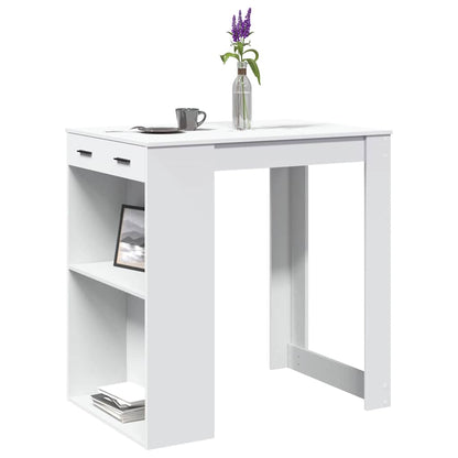White Engineered Wood Bar Table - 102x70x103.5 cm