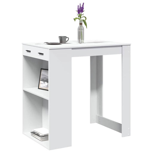 White Engineered Wood Bar Table - 102x70x103.5 cm