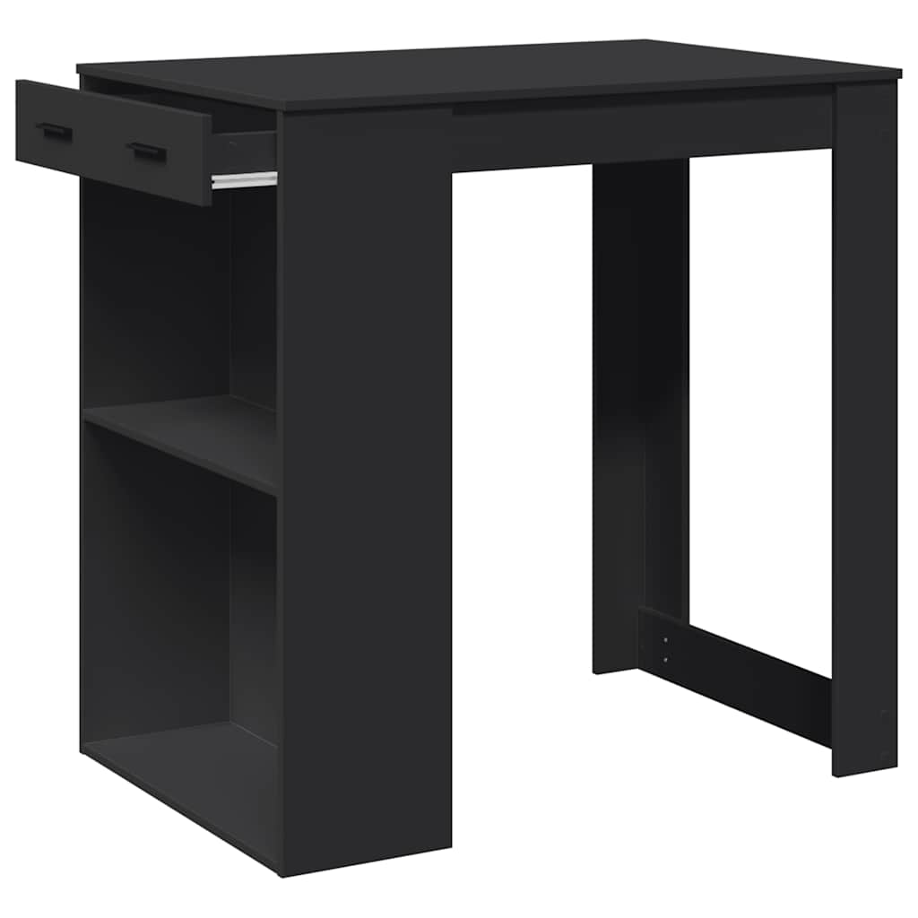 Stylish Black Bar Table, Engineered Wood, 102x70x103.5 cm
