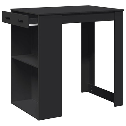 Stylish Black Bar Table, Engineered Wood, 102x70x103.5 cm
