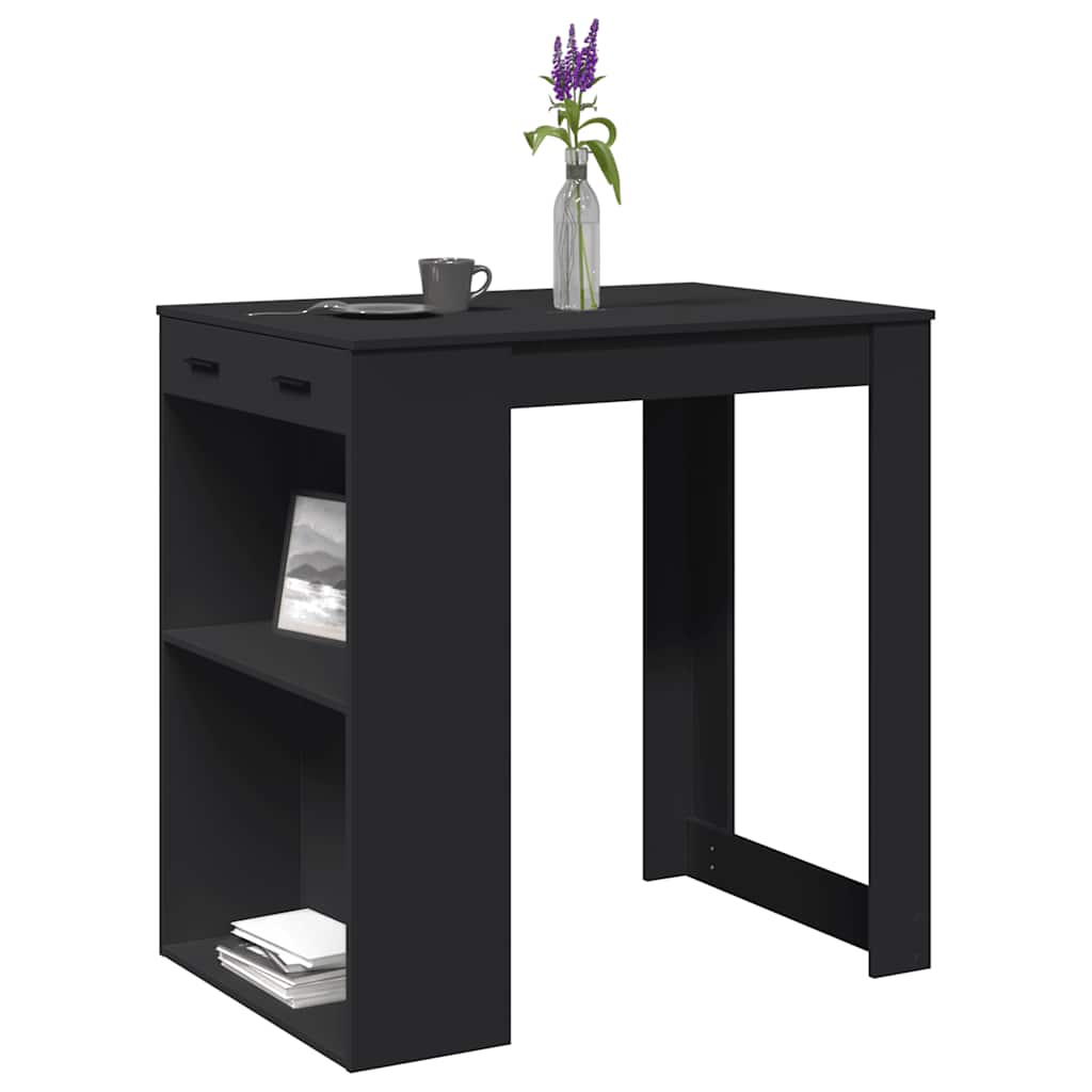 Stylish Black Bar Table, Engineered Wood, 102x70x103.5 cm