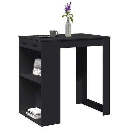 Stylish Black Bar Table, Engineered Wood, 102x70x103.5 cm