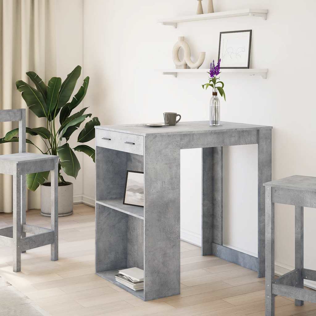 Concrete Grey Engineered Wood Bar Table 102x70x103.5 cm