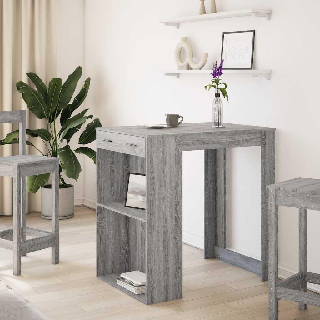 Grey Sonoma Bar Table, Engineered Wood, 102x70x103.5 cm