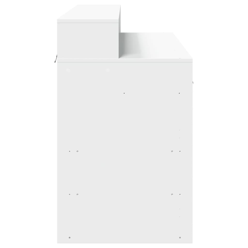 White Desk 120x55x91 cm with LED Lights, Engineered Wood