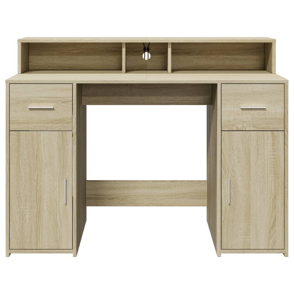 Sonoma Oak Desk with LED Lights, 120x55x91 cm, Engineered Wood