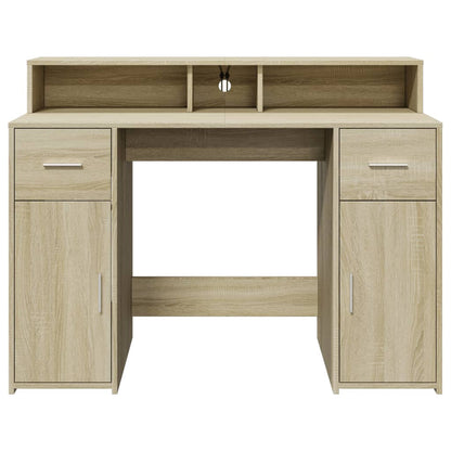 Sonoma Oak Desk with LED Lights, 120x55x91 cm, Engineered Wood