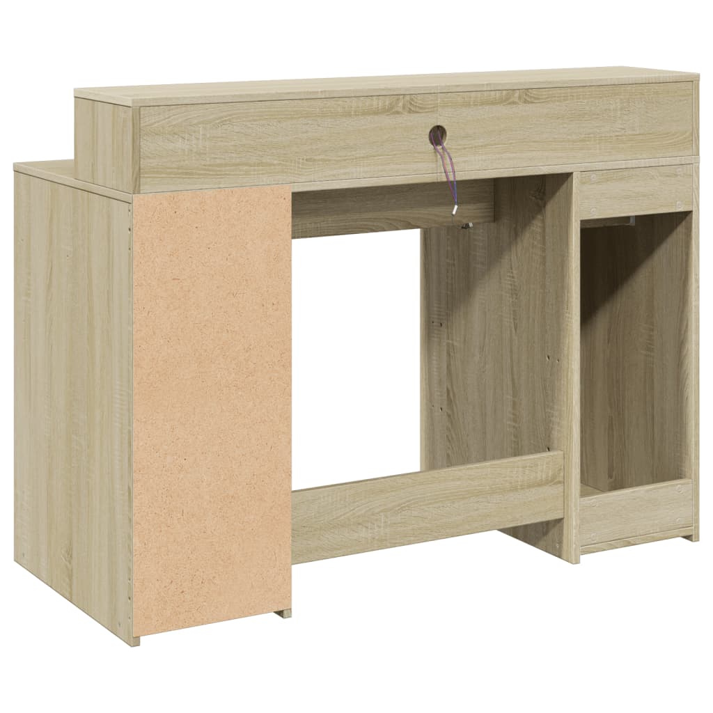 Sonoma Oak Desk with LED Lights, 120x55x91 cm, Engineered Wood
