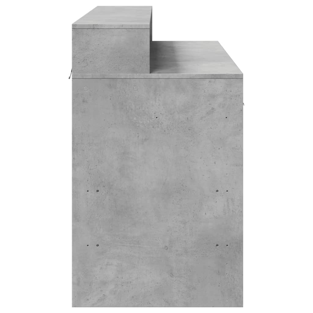 Concrete Grey Desk with LED Lights - 120x55x91 cm Engineered Wood