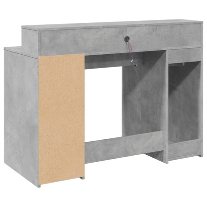 Concrete Grey Desk with LED Lights - 120x55x91 cm Engineered Wood