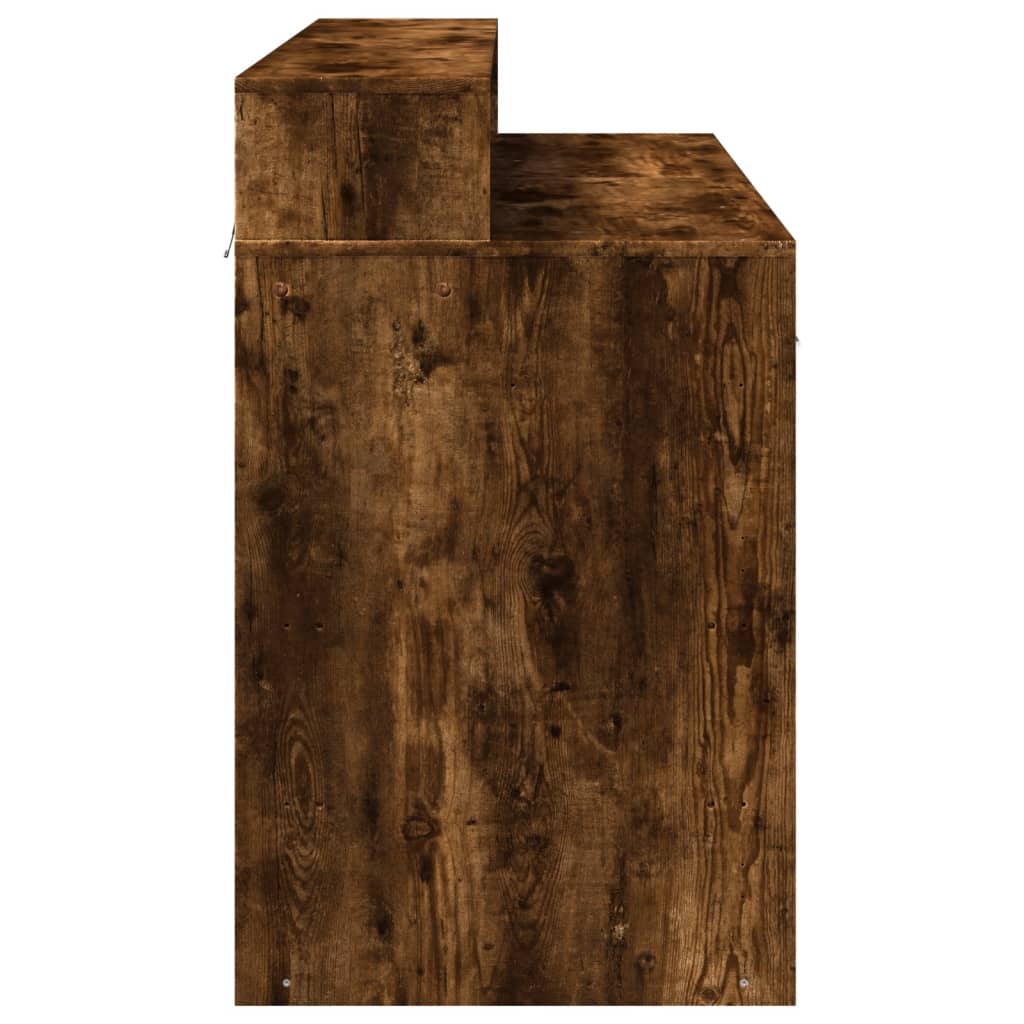 Smoked Oak Desk with LED Lights - 120x55x91 cm Engineered Wood