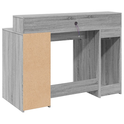 Grey Sonoma Desk 120x55x91 cm with LED Lights - Engineered Wood