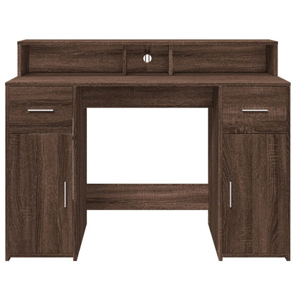 Brown Oak Desk with LED Lights, 120x55x91 cm, Engineered Wood