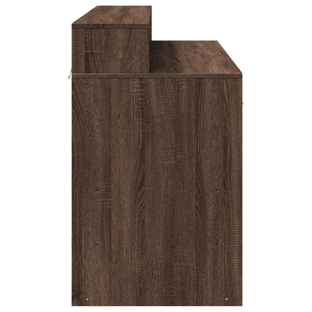 Brown Oak Desk with LED Lights, 120x55x91 cm, Engineered Wood